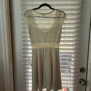 NWOT - Cream & Gold Flakes/Sparkles Knit Dress